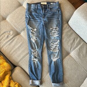 PacSun Blue Skinny Jeans with Distressed Details